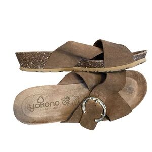 Yokono Cork Bed Suede Sandals Made In Spain Buckle